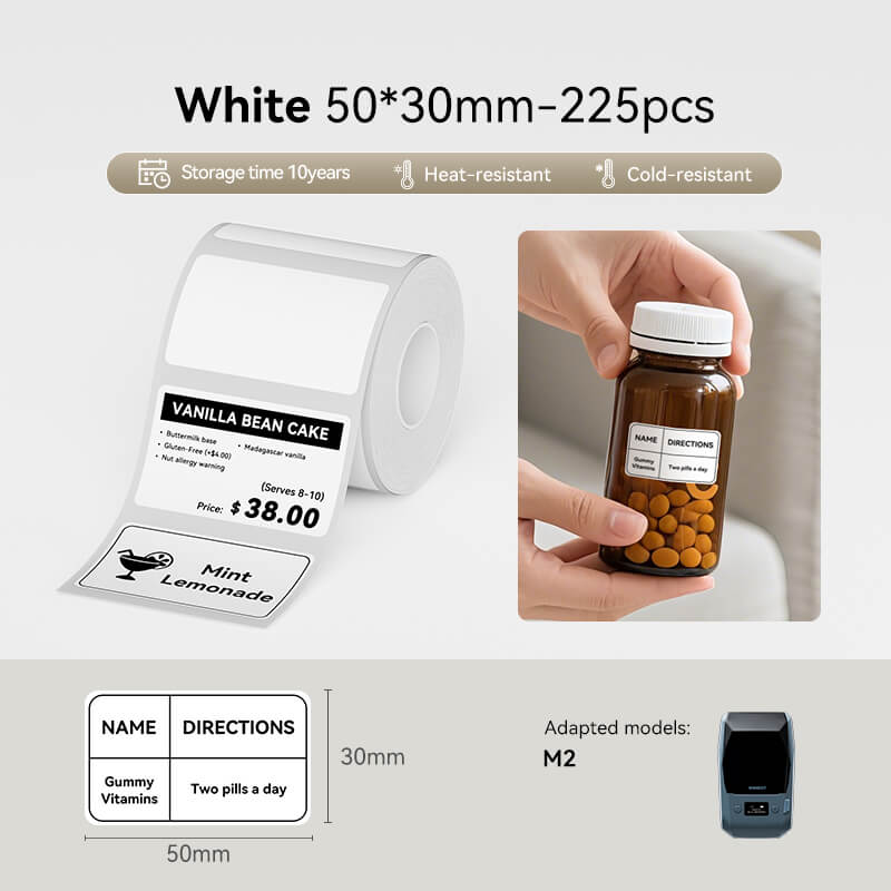 NIIMBOT Thermal Transfer Label Printer Labels for M2, M3-8