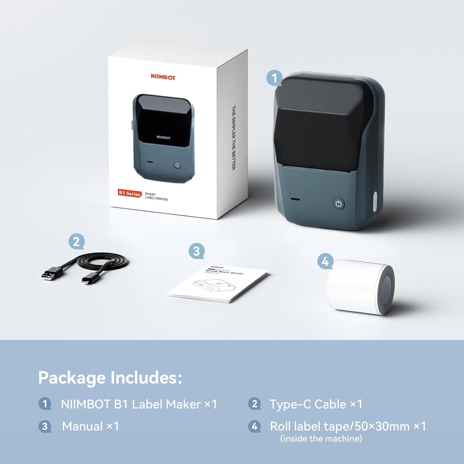 NIIMBOT B1 Label Maker Machine, 2 Inch Bluetooth Thermal Label Printer, Easy to Use-9