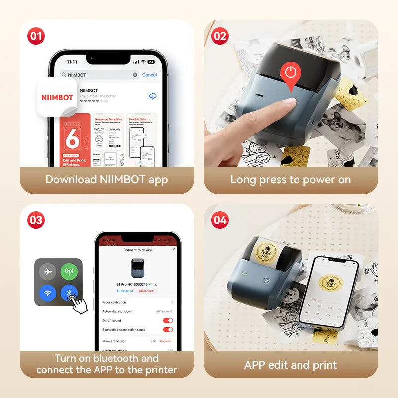 NIIMBOT B1 Pro Label Maker, 300DPI HD Label Printer, Ideal for Notes, Photos, Study and Work-10