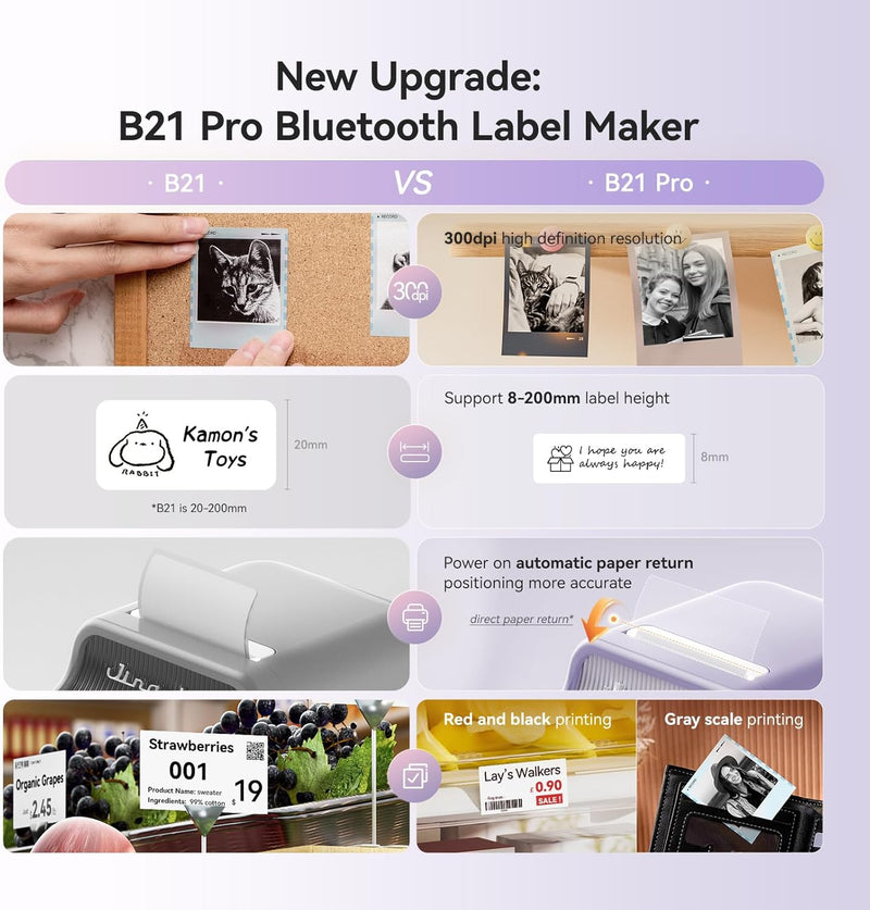 NIIMBOT B21 Pro Label Maker Machine, 2 Inch Bluetooth Mini Thermal Printer Compatible with Android and iOS, Sticker Maker for Crafts, Printing Photos-4