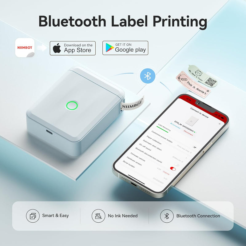 NIIMBOT D110 Upgraded Mini Label Maker, Bluetooh Thermal Inkless Sticker Printer-2
