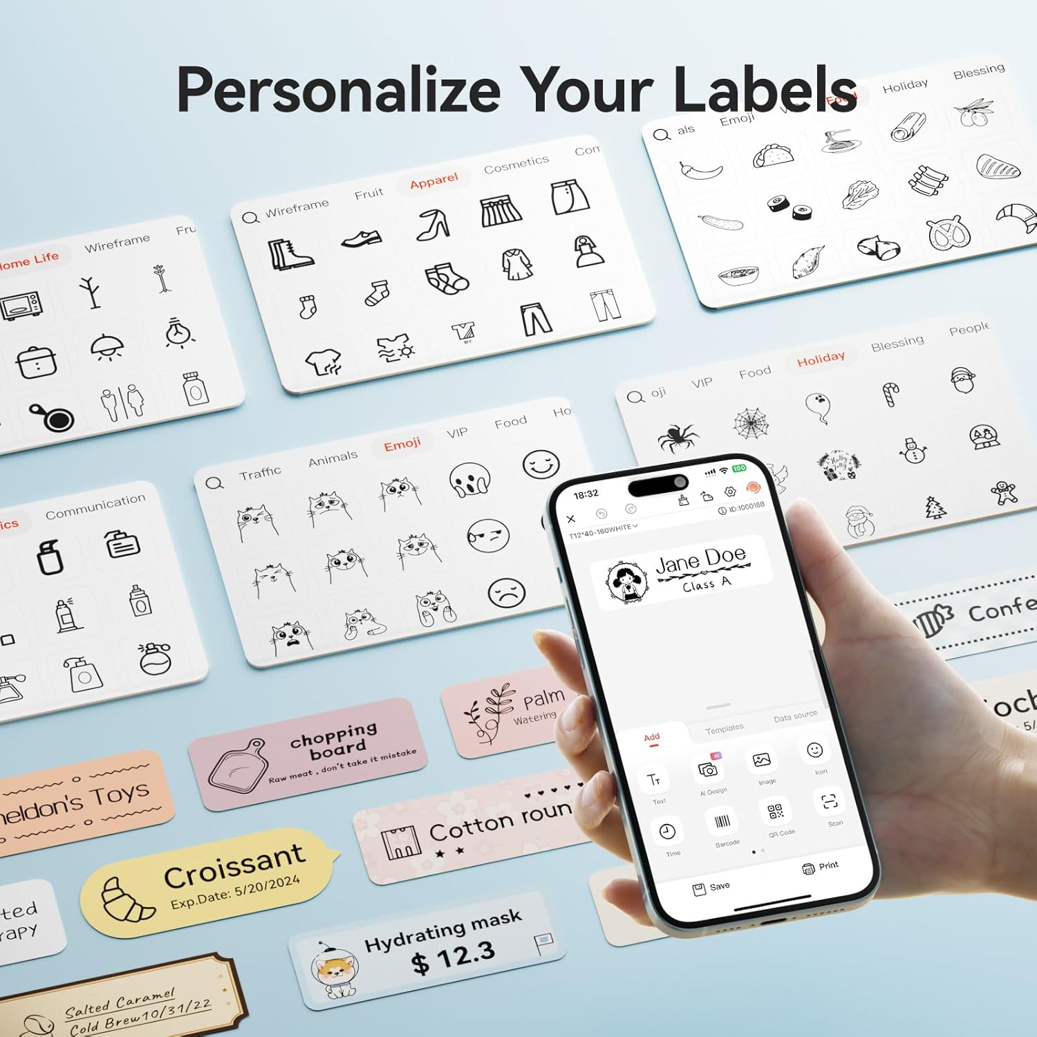 NIIMBOT D110 Upgraded Mini Label Maker, Bluetooh Thermal Inkless Sticker Printer-7
