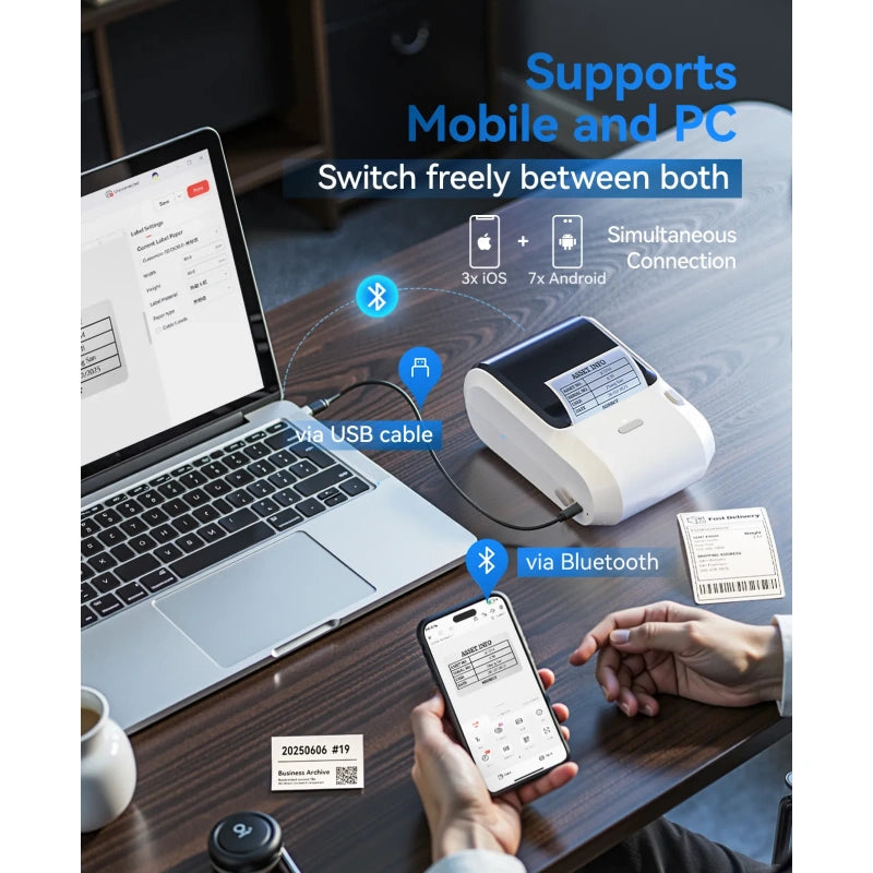 NIIMBOT M3 Label Maker Machine with Tape, 3'' Bluetooth Thermal Transfer Sticker Printer