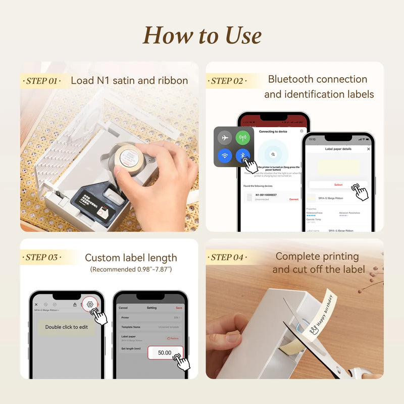 NIIMBOT N1 Beige Satin Ribbon