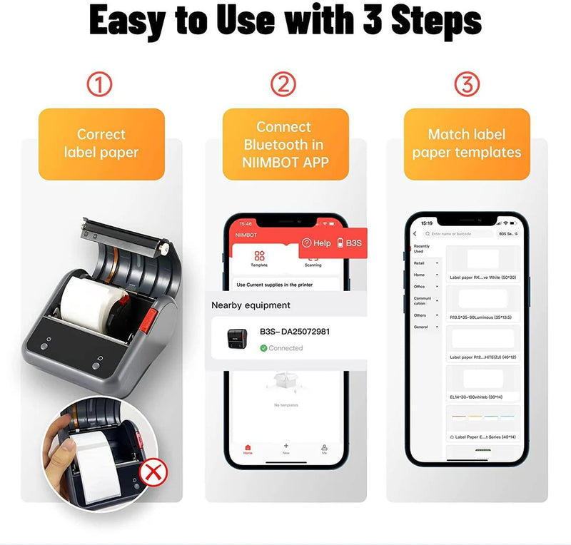 NIIMBOT B3S Thermal Label Printer - Streamline Labeling and Receipt Printing-4