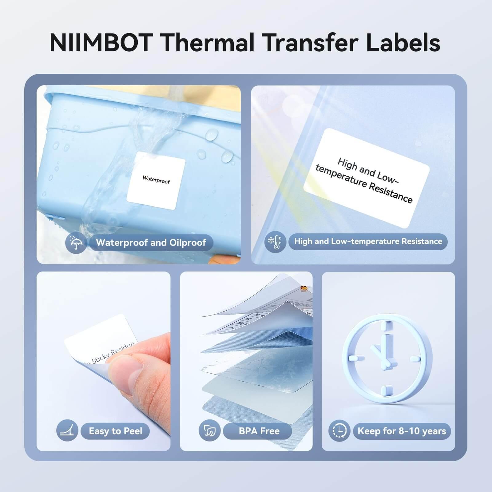 NIIMBOT Thermal Transfer Label Printer Labels for M2, M3-4